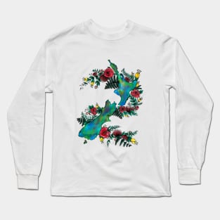 New Zealand Map - Paua Long Sleeve T-Shirt